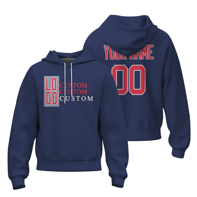 Custom Blue Violet Red-White Classic Style Personalized Sport Pullover Hoodie