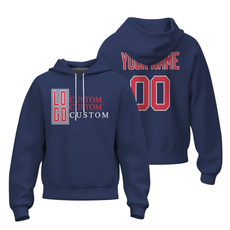 Custom Blue Violet Red-White Classic Style Personalized Sport Pullover Hoodie