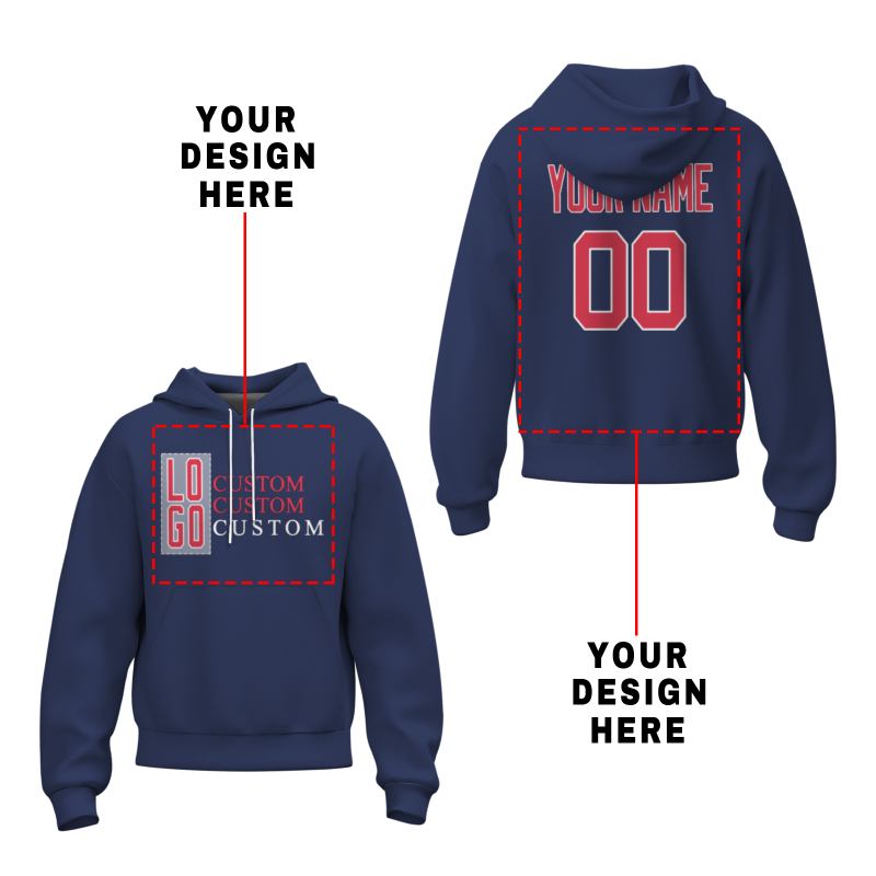 Custom Blue Violet Red-White Classic Style Personalized Sport Pullover Hoodie