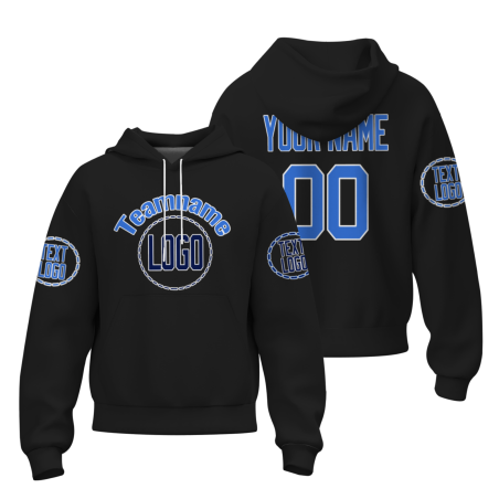 Custom Black Royal-White Fashion Athletic Pullover Sweatshirt Hoodie