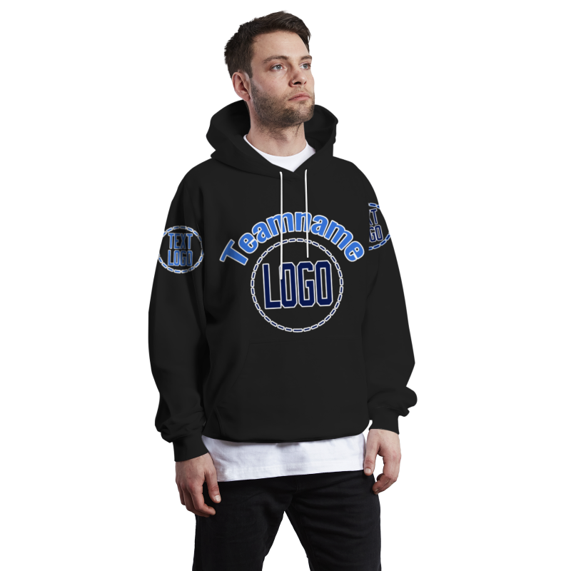 Custom Black Royal-White Fashion Athletic Pullover Sweatshirt Hoodie