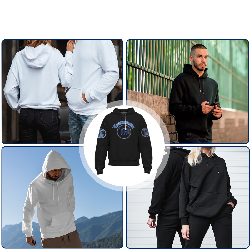 Custom Black Royal-White Fashion Athletic Pullover Sweatshirt Hoodie