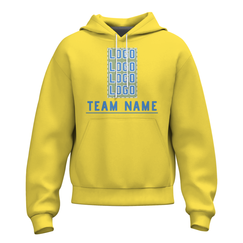 Custom Yellow Cerulean-White Classic Style Personalized Sport Pullover Hoodie