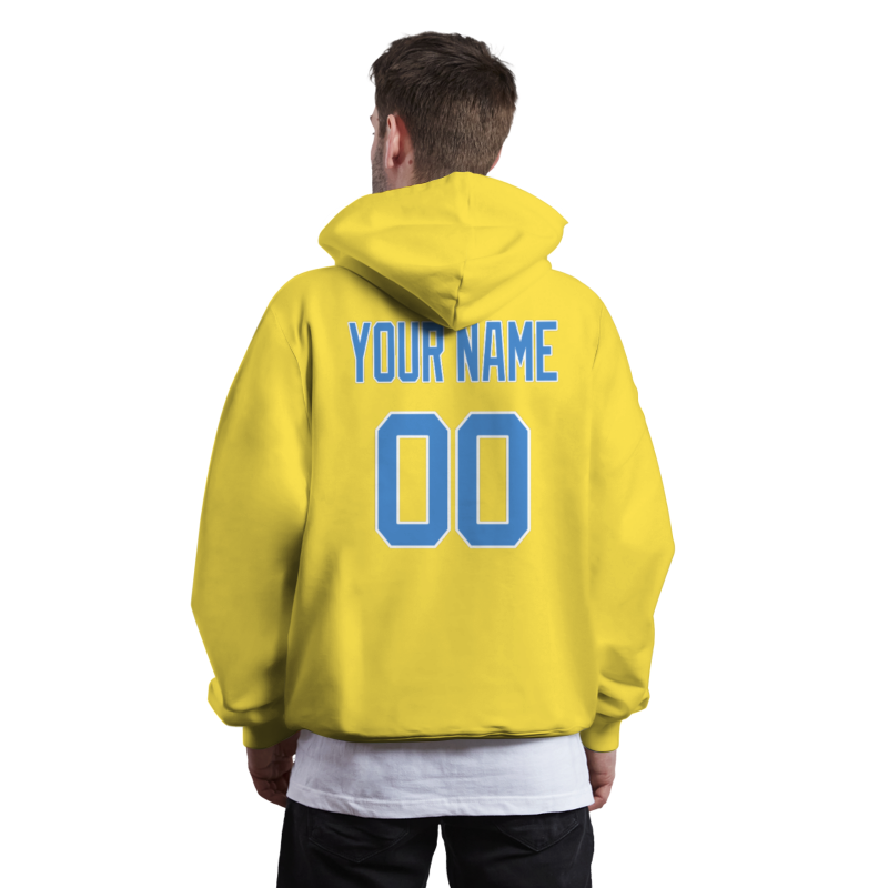 Custom Yellow Cerulean-White Classic Style Personalized Sport Pullover Hoodie