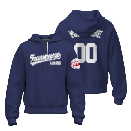 Custom Blue Violet White-Blue violet Fashion Athletic Pullover Sweatshirt Hoodie