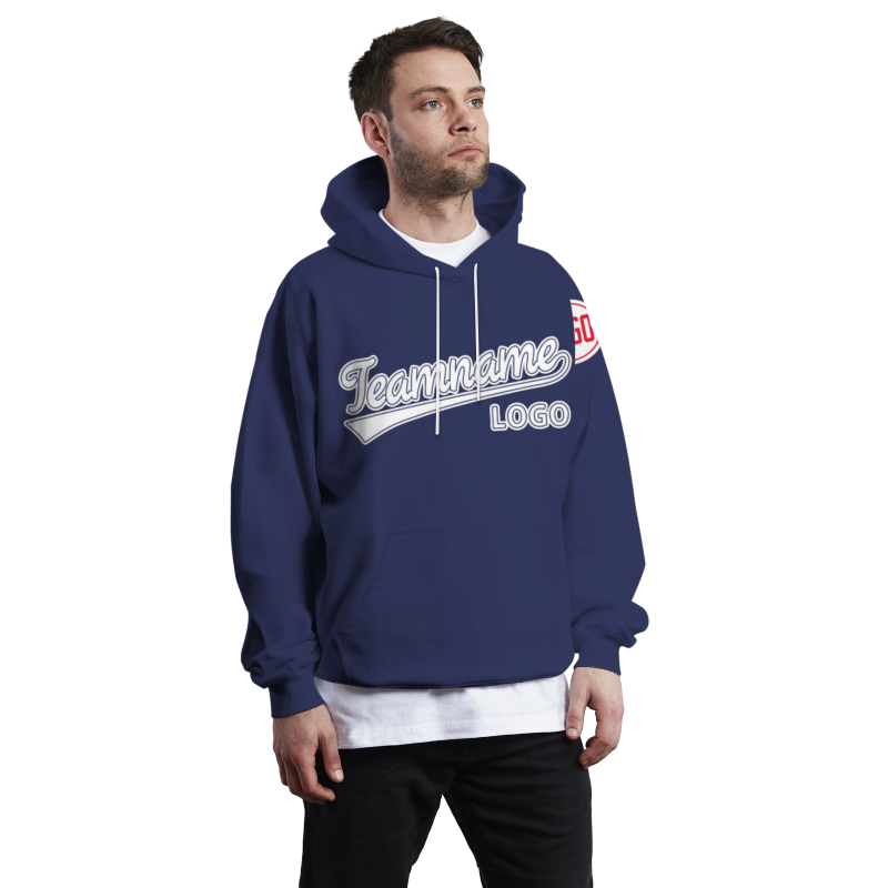 Custom Blue Violet White-Blue violet Fashion Athletic Pullover Sweatshirt Hoodie