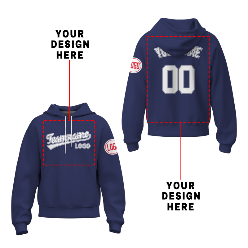 Custom Blue Violet White-Blue violet Fashion Athletic Pullover Sweatshirt Hoodie