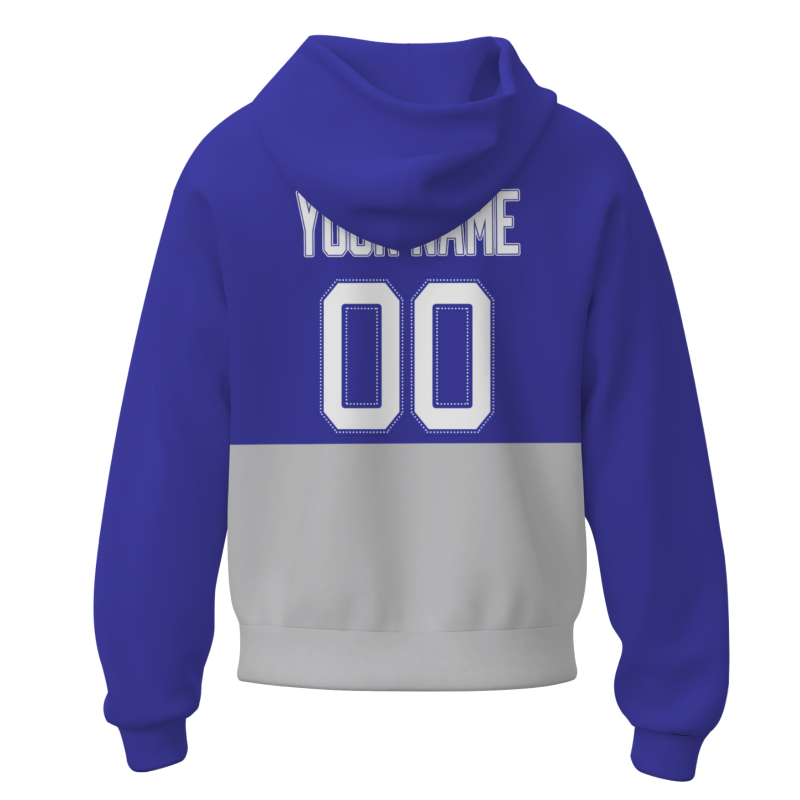 Custom Blue Gray White-Blue Classic Style Personalized Uniform Pullover Hoodie