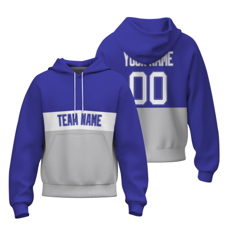 Custom Blue Gray White-Blue Classic Style Personalized Uniform Pullover Hoodie