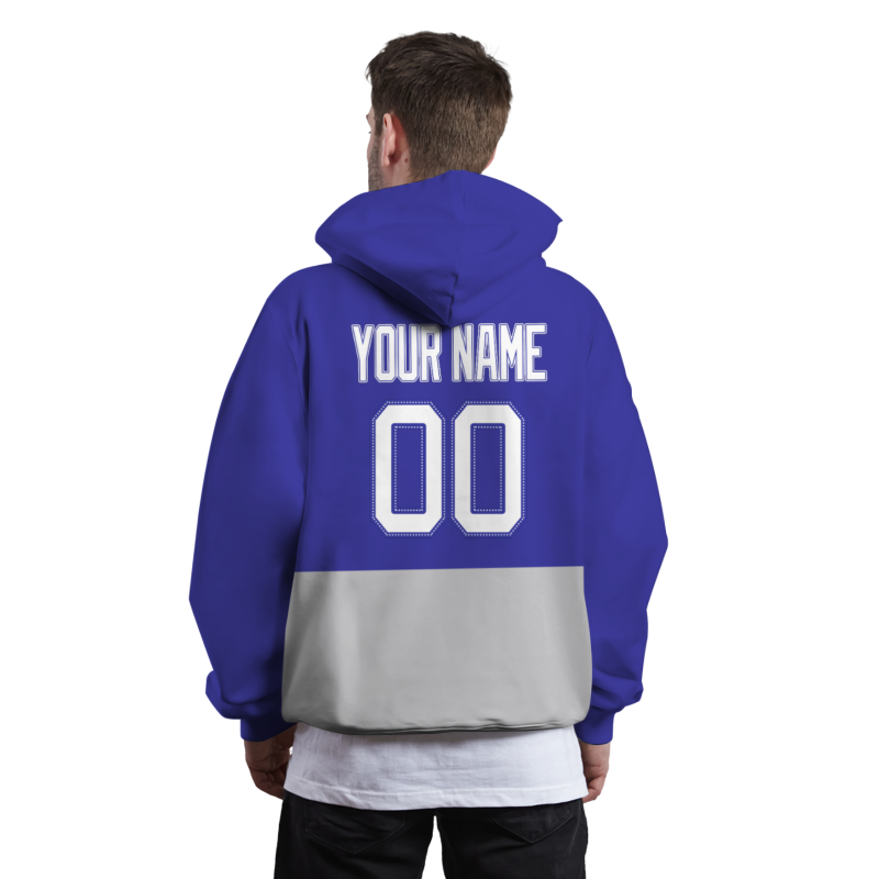 Custom Blue Gray White-Blue Classic Style Personalized Uniform Pullover Hoodie