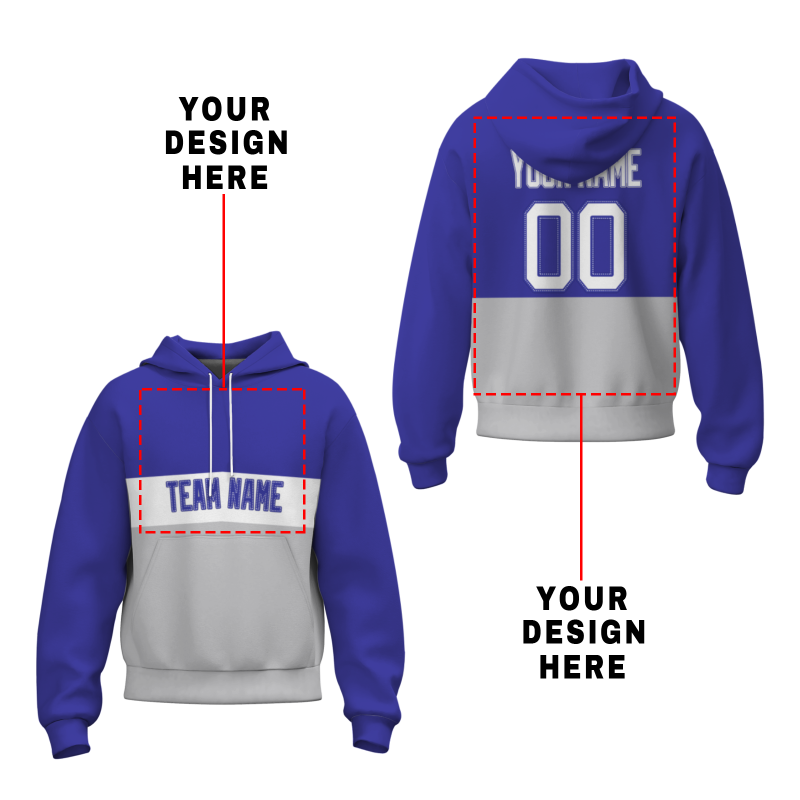 Custom Blue Gray White-Blue Classic Style Personalized Uniform Pullover Hoodie