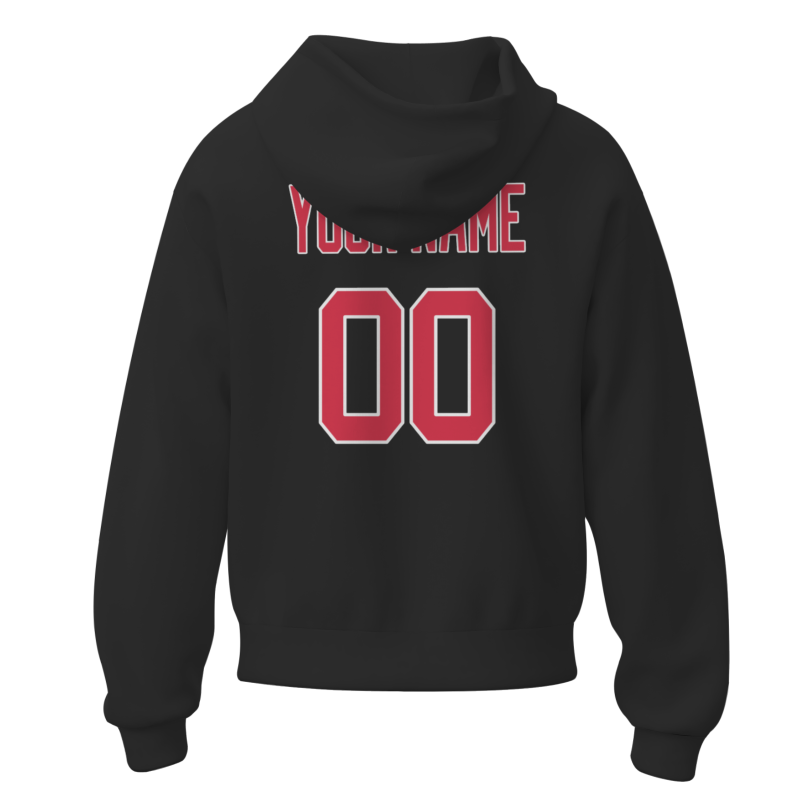 Custom Black Red-White Fashion Athletic Pullover Sweatshirt Hoodie