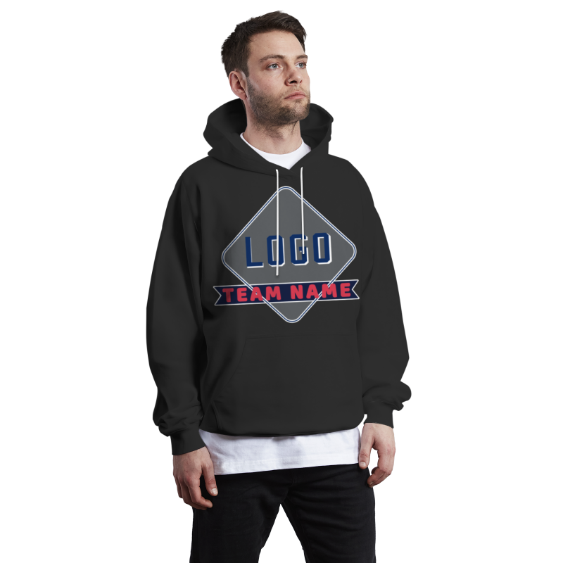 Custom Black Red-White Fashion Athletic Pullover Sweatshirt Hoodie