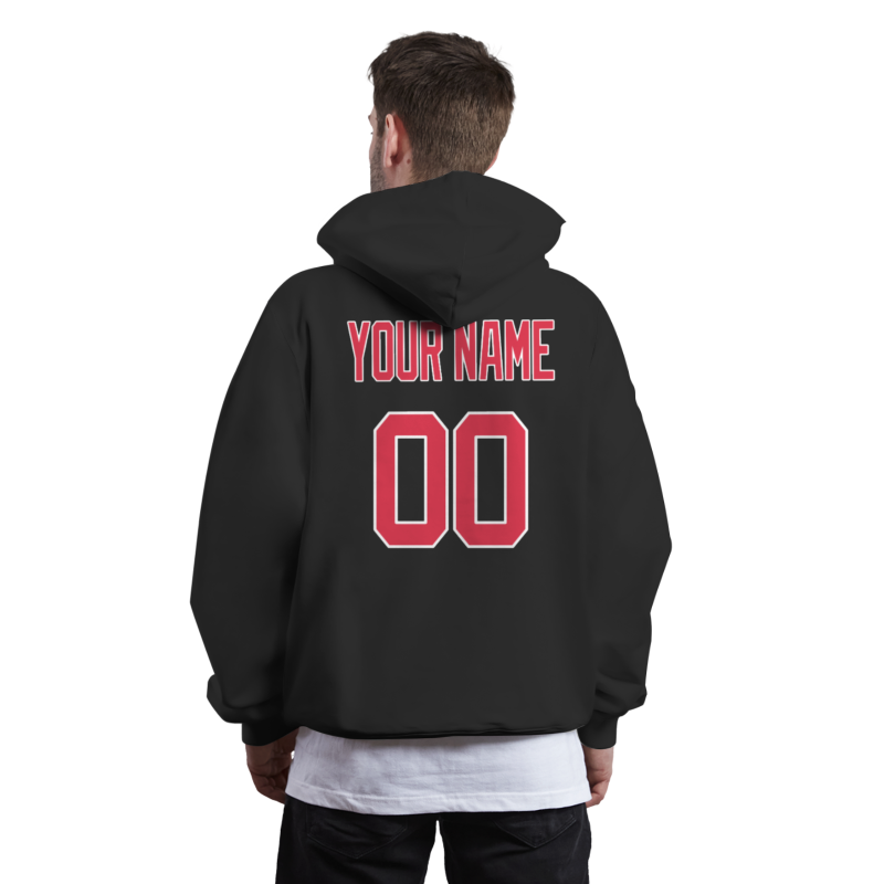 Custom Black Red-White Fashion Athletic Pullover Sweatshirt Hoodie