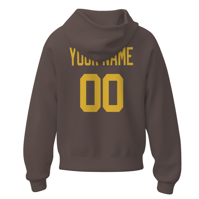 Custom Dark Brown Yellow-White Classic Style Personalized Uniform Pullover Hoodie