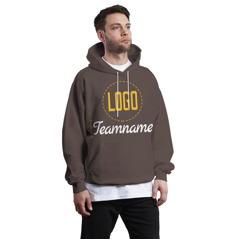 Custom Dark Brown Yellow-White Classic Style Personalized Uniform Pullover Hoodie