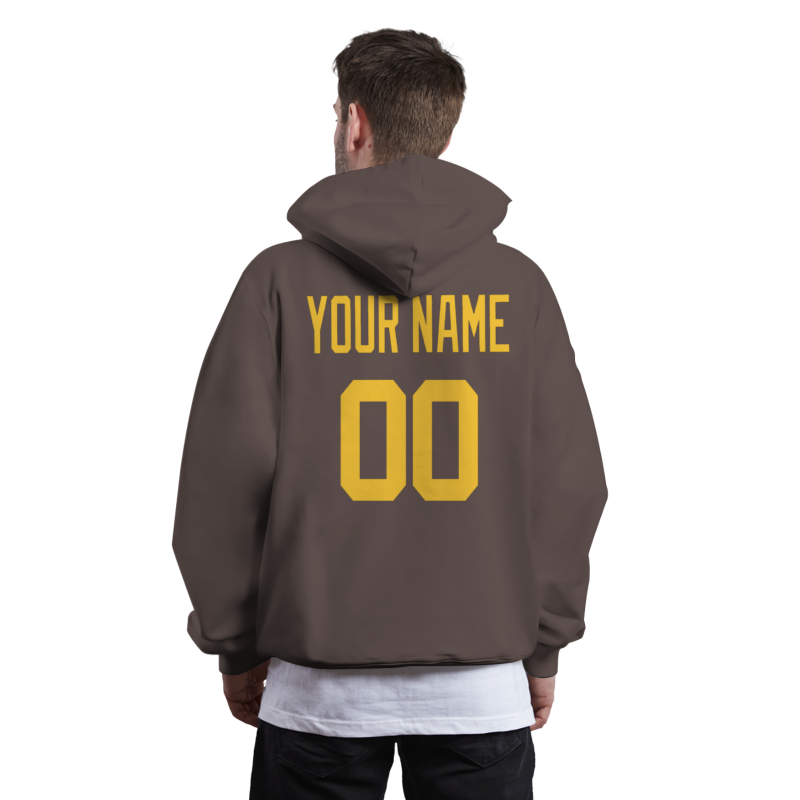 Custom Dark Brown Yellow-White Classic Style Personalized Uniform Pullover Hoodie