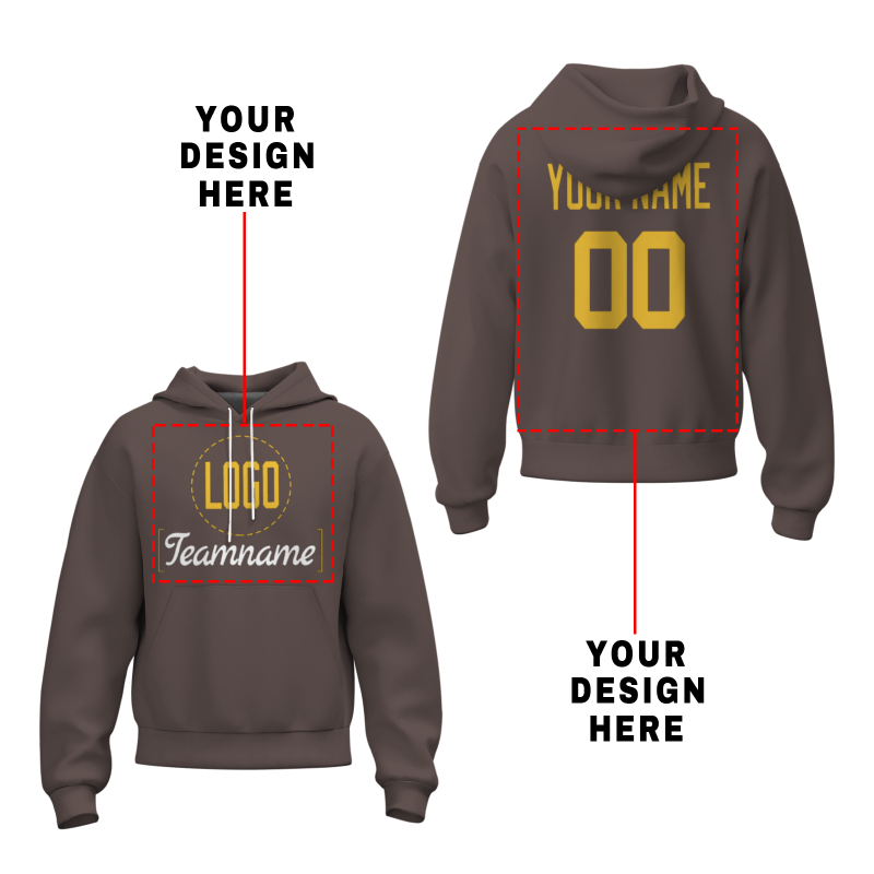 Custom Dark Brown Yellow-White Classic Style Personalized Uniform Pullover Hoodie