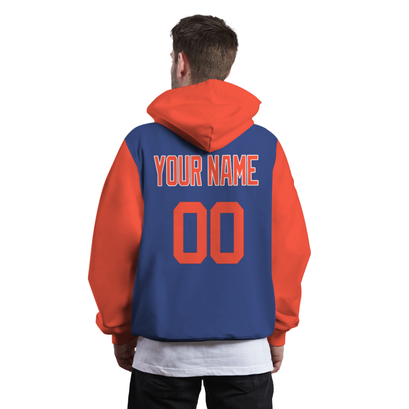 Custom Navy Orange Orange-White Classic Style Pullover Sport Fashion Hoodie Uniform
