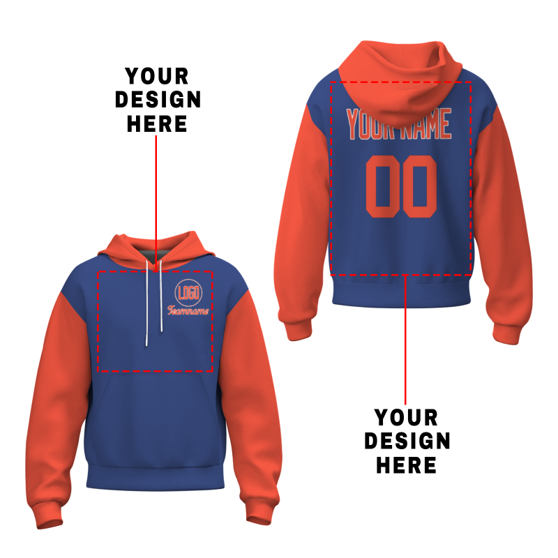 Custom Navy Orange Orange-White Classic Style Pullover Sport Fashion Hoodie Uniform
