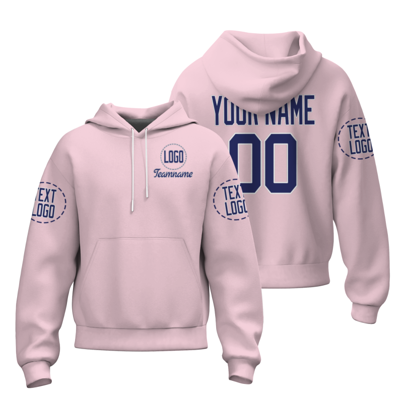 Custom Pink Blue Violet-White Fashion Athletic Pullover Sweatshirt Hoodie
