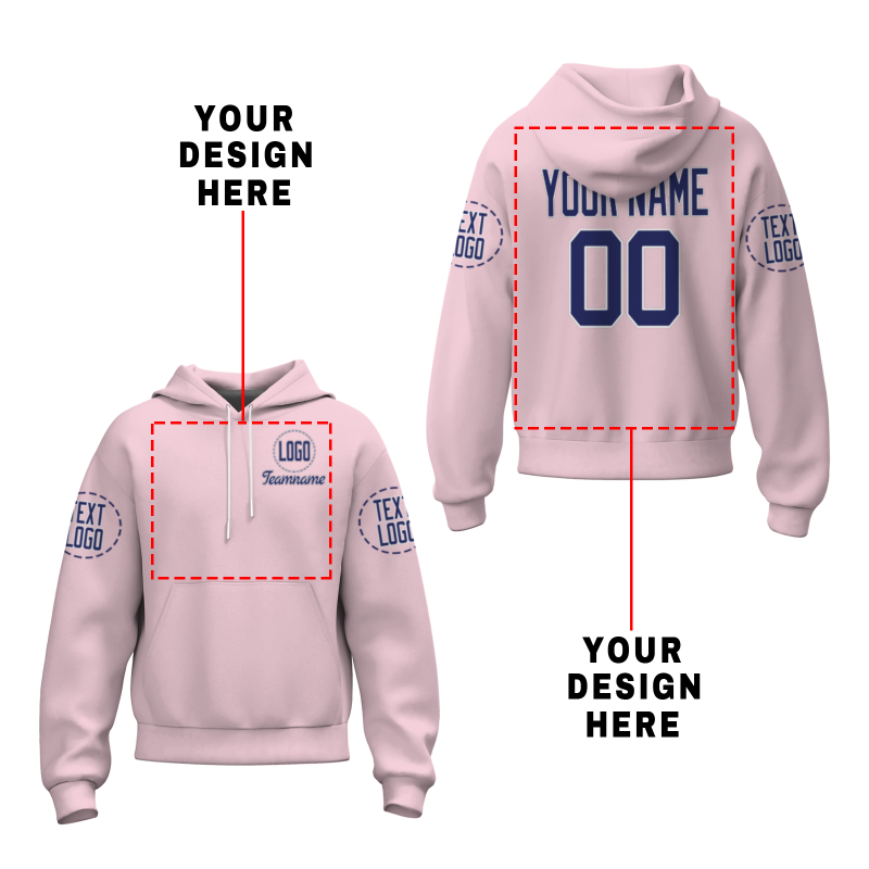 Custom Pink Blue Violet-White Fashion Athletic Pullover Sweatshirt Hoodie