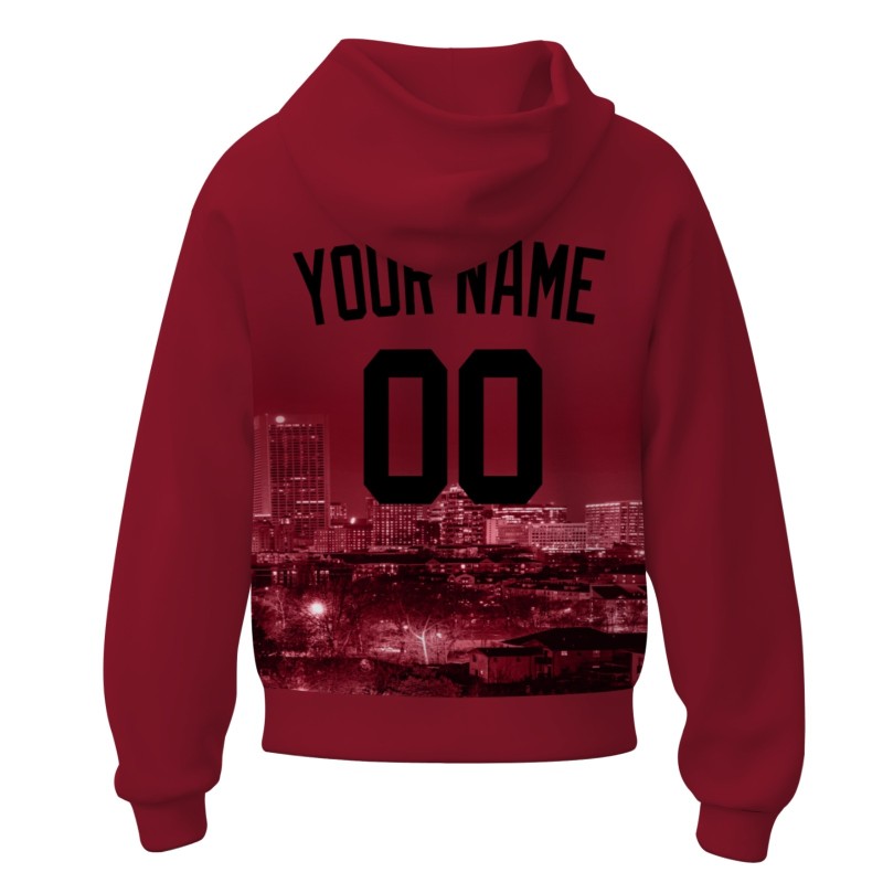 Custom Red Black City Silhouette Style Fashion Athletic Pullover Sweatshirt Hoodie