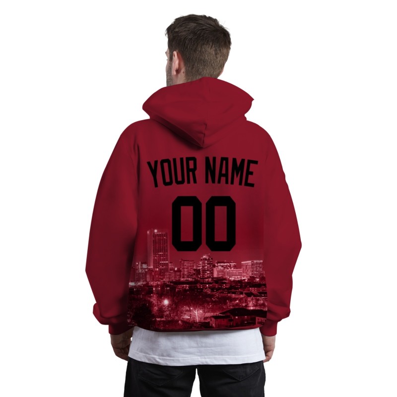 Custom Red Black City Silhouette Style Fashion Athletic Pullover Sweatshirt Hoodie