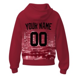 Custom  Brick Red Black City Silhouette Style Fashion Athletic Pullover Sweatshirt Hoodie