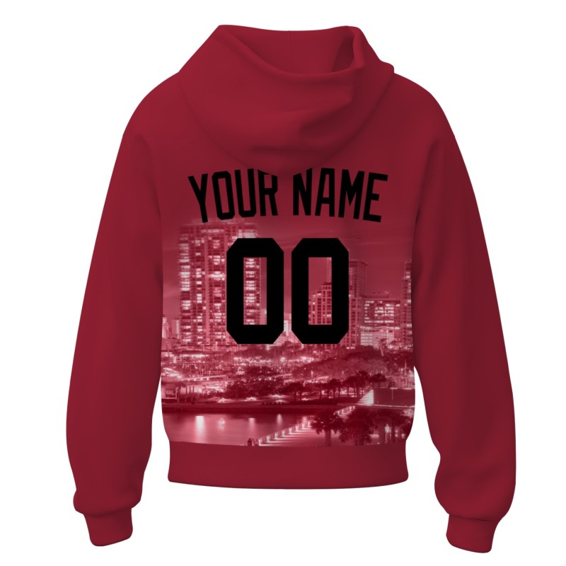 Custom  Brick Red Black City Silhouette Style Fashion Athletic Pullover Sweatshirt Hoodie