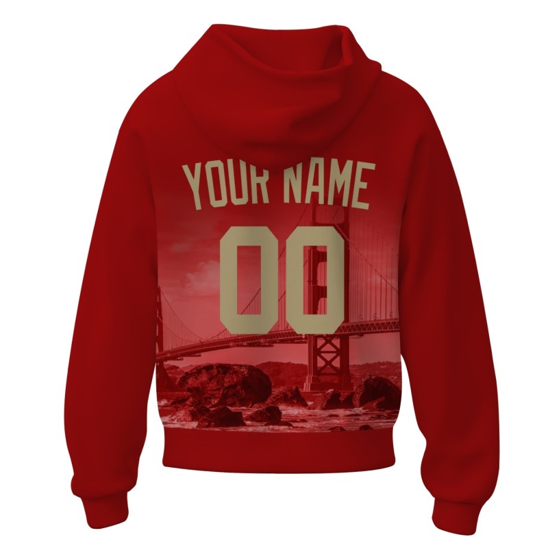 Custom Red Old Gold City Silhouette Style Fashion Athletic Pullover Sweatshirt Hoodie
