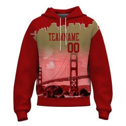 Custom Red Old Gold City Silhouette Style Fashion Athletic Pullover Sweatshirt Hoodie