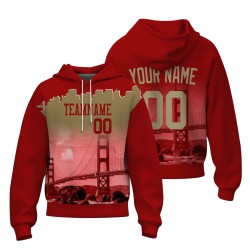 Custom Red Old Gold City Silhouette Style Fashion Athletic Pullover Sweatshirt Hoodie