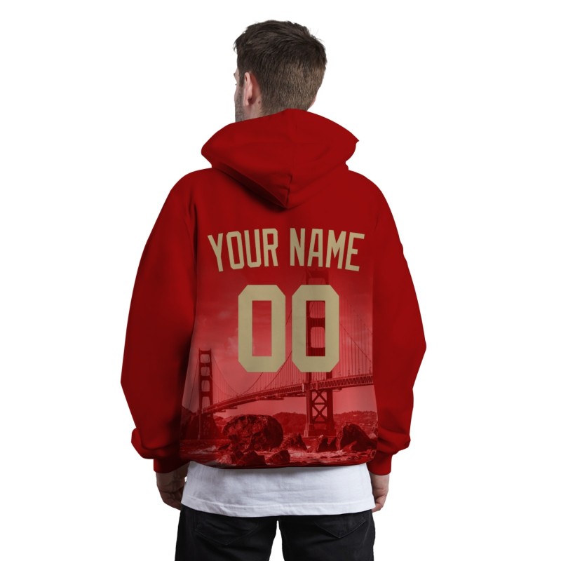 Custom Red Old Gold City Silhouette Style Fashion Athletic Pullover Sweatshirt Hoodie