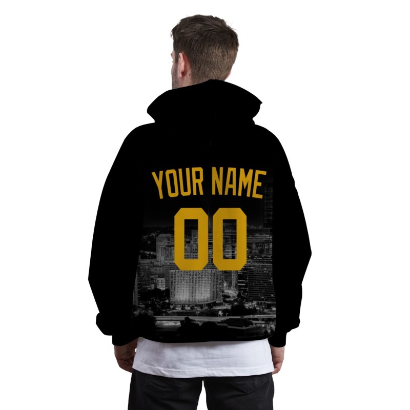 Custom Black Gold City Silhouette Style Fashion Athletic Pullover Sweatshirt Hoodie