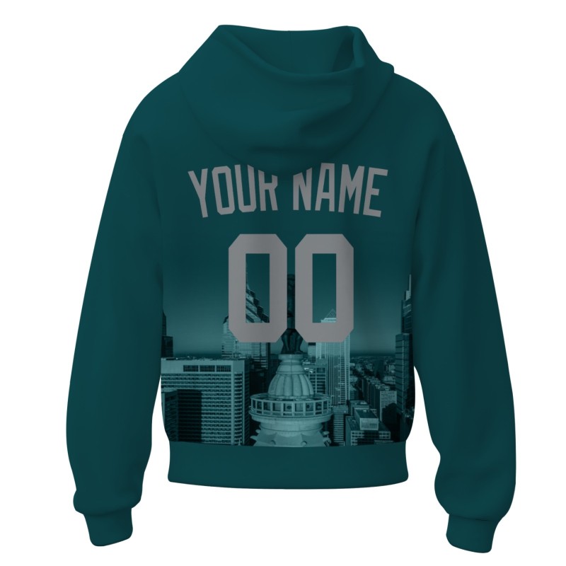 Custom Pine Green Gray City Silhouette Style Fashion Athletic Pullover Sweatshirt Hoodie