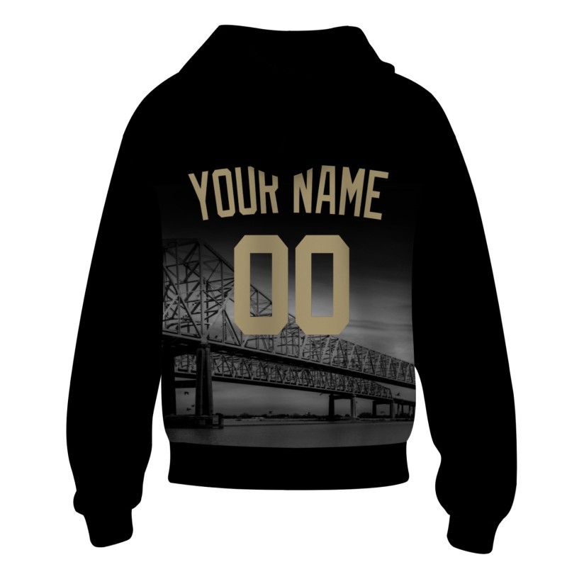 Custom Black Old Gold City Silhouette Style Fashion Athletic Pullover Sweatshirt Hoodie