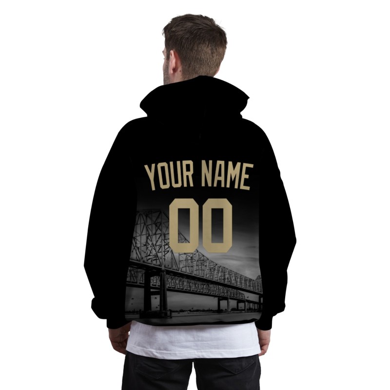 Custom Black Old Gold City Silhouette Style Fashion Athletic Pullover Sweatshirt Hoodie