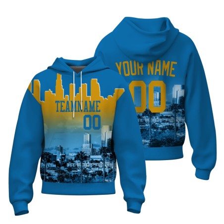Custom Cerulean Gold City Silhouette Style Fashion Athletic Pullover Sweatshirt Hoodie
