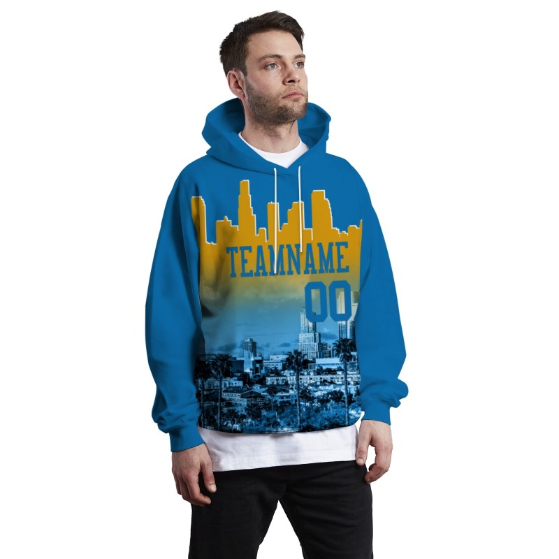 Custom Cerulean Gold City Silhouette Style Fashion Athletic Pullover Sweatshirt Hoodie