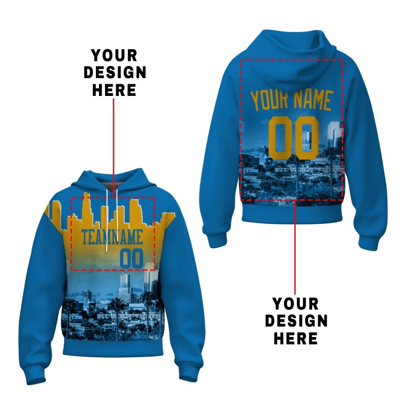 Custom Cerulean Gold City Silhouette Style Fashion Athletic Pullover Sweatshirt Hoodie