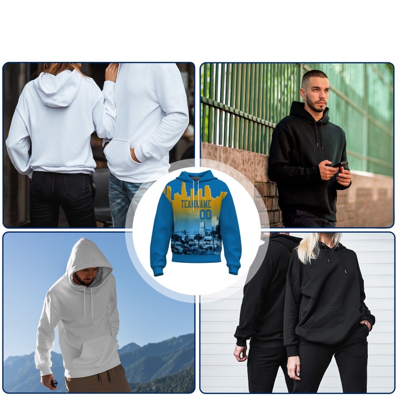 Custom Cerulean Gold City Silhouette Style Fashion Athletic Pullover Sweatshirt Hoodie