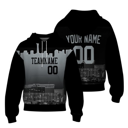 Custom Black Gray City Silhouette Style Fashion Athletic Pullover Sweatshirt Hoodie