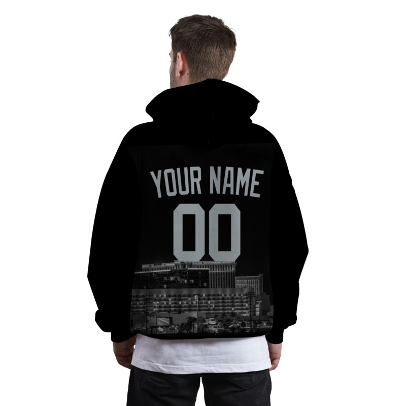 Custom Black Gray City Silhouette Style Fashion Athletic Pullover Sweatshirt Hoodie