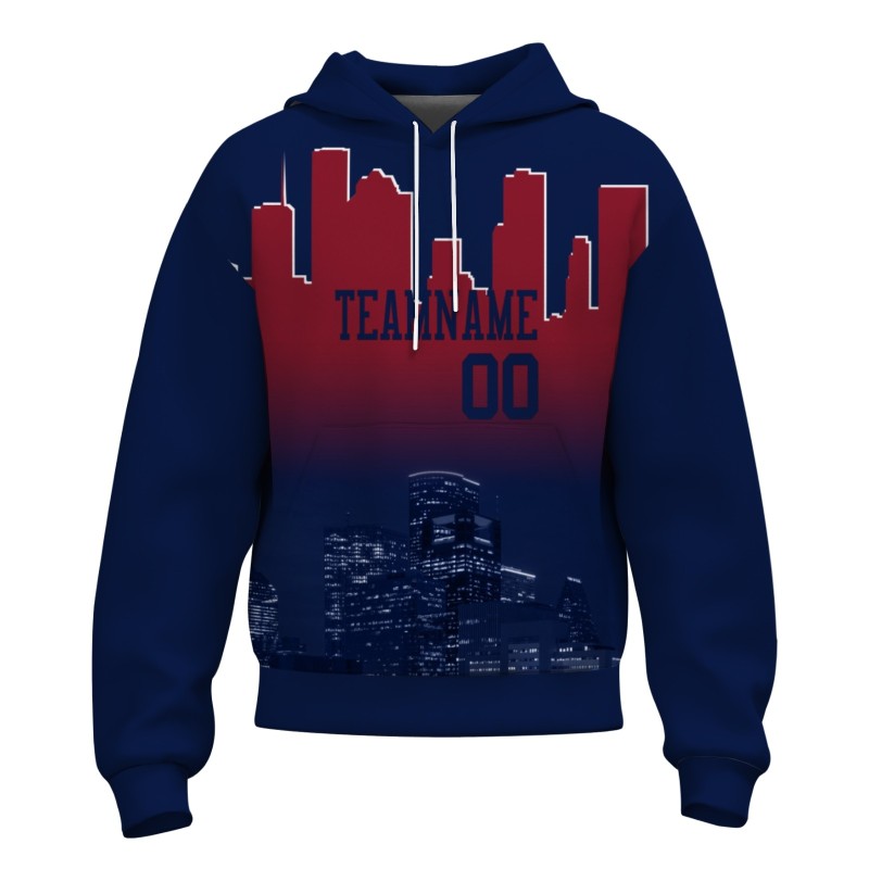 Custom Dark Purple Mahogany City Silhouette Style Fashion Athletic Pullover Sweatshirt Hoodie