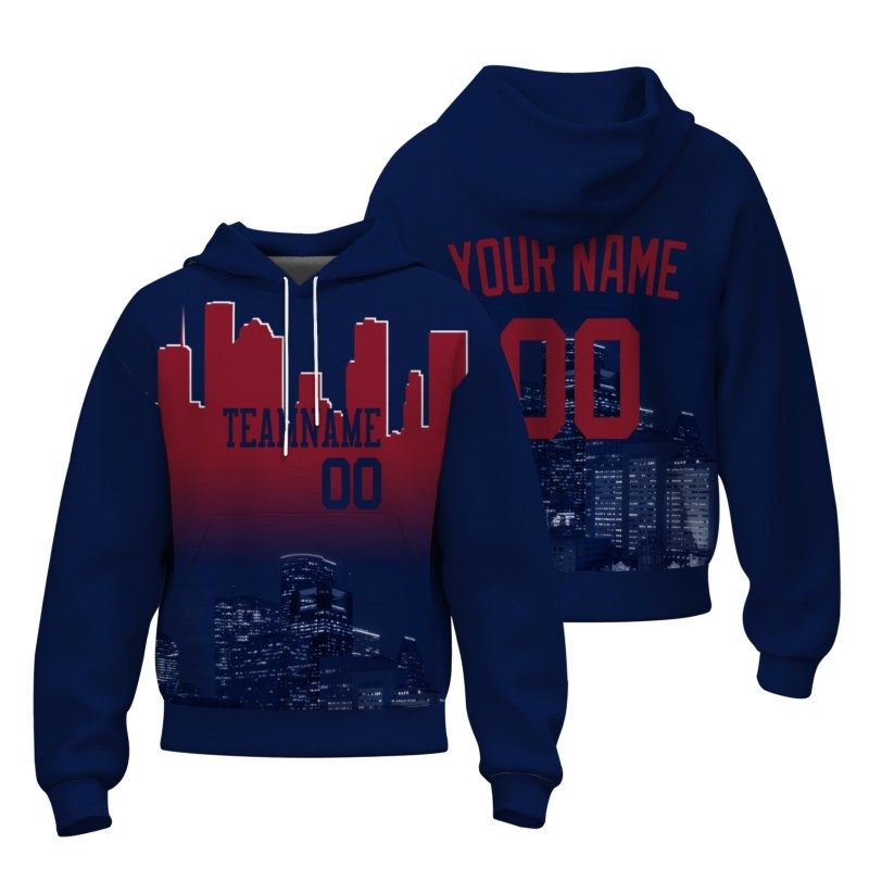 Custom Dark Purple Mahogany City Silhouette Style Fashion Athletic Pullover Sweatshirt Hoodie