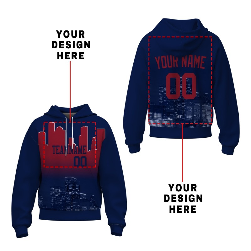 Custom Dark Purple Mahogany City Silhouette Style Fashion Athletic Pullover Sweatshirt Hoodie