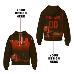 Custom Sepia Red City Silhouette Style Fashion Athletic Pullover Sweatshirt Hoodie