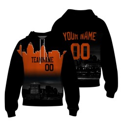 Custom Black Orange City Silhouette Style Fashion Athletic Pullover Sweatshirt Hoodie
