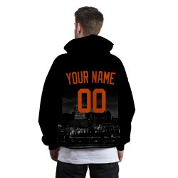 Custom Black Orange City Silhouette Style Fashion Athletic Pullover Sweatshirt Hoodie
